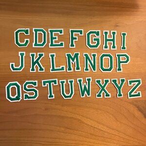 Iron On Patches 22 PCS Green & White Alphabet (SKU: 61MI)